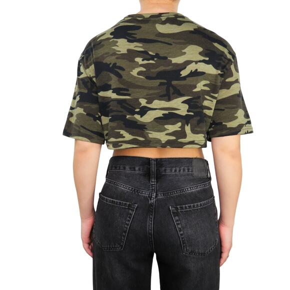 Shein Bikercore Camo Motorcycle Cropped Graphic Tee Crop Top XS - Picture 6 of 11